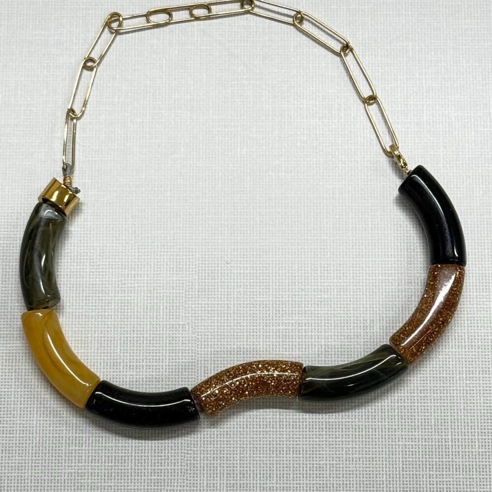 PARABAYA Multicolor Resin Beaded Elastic Necklace FRANCE